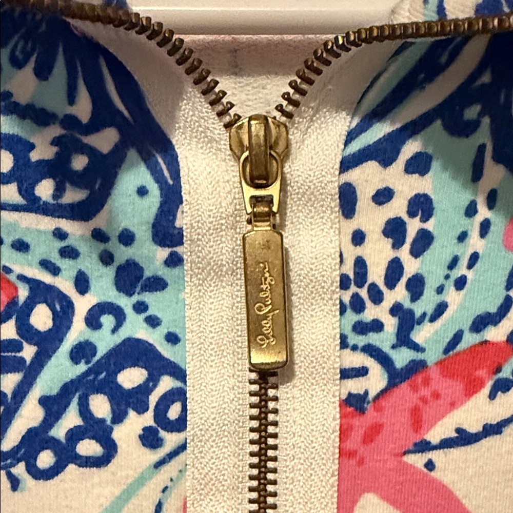Lilly Pulitzer Vibrant Blue and Pink Quarter Zip Jacket XSmall - Picture 4 of 9